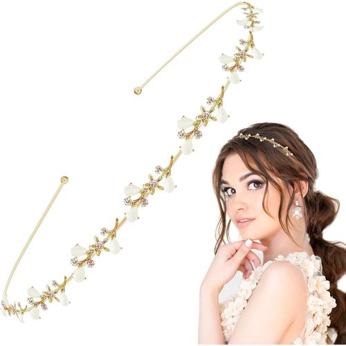 Kal-Serre Tete Mariage, Bijoux De Tete Femme Accessoires Cheveux Mariage Strass, Diademe Deco Accessoire Cheveux Mariage Serre Tête Bandeaux Headbands Courts Longs Enfant Fille