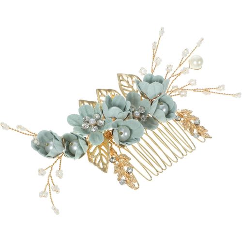 Kal-Peigne À Cheveux De Mariée Clips De Peigne À Cheveux Vert Sauge Lien Mariage Barrettes À Cheveux Bijoux Strass Peigne De Mariée Peigne En Alliage Peigne À Cheveux En Cristal Green