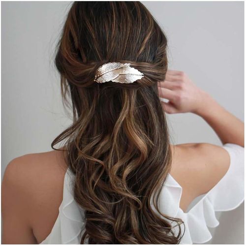 Kal-Barrettes Feuilles Métal Barrettes Feuilles D'or Barrette Feuilles Minimales Barrettes Mariage Épingle À Cheveux Accessoires Cheveux Métal Bijoux Pour Femme Coiffure