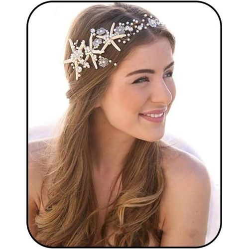 Kal-Coiffe De Mariage En Forme D'étoile De Mer - Bandeau De Mariée - Vigne - Étoile De Mer - Bijou De Cheveux Pour Mariées Et Demoiselles D'honneur (60 Cm)