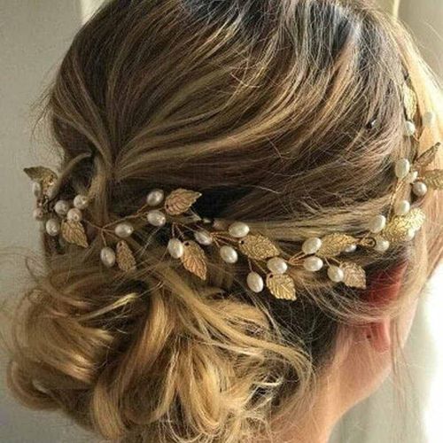 Kal-Serre-Tête De Mariée En Forme De Feuille De Vigne Dorée - Accessoire De Cheveux Pour Femmes Et Filles