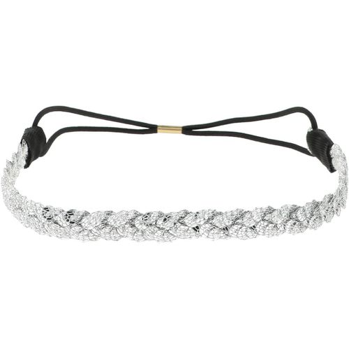 Kal-Bandeau Cheveux Femme Sequin Argenté - Bandeau Fin Élastique Taille Unique - Headband Pour Coiffure Mariage Ou Soirée Strass Et Paillettes - Headband Fête Brillant Look Bohème, Hippie Chic