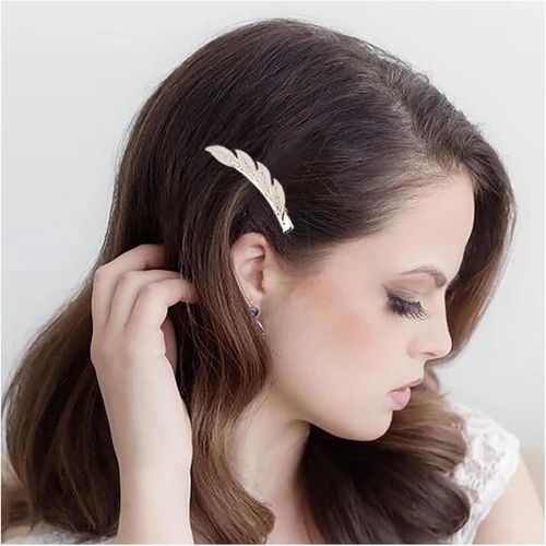 Kal-Barrette À Cheveux Avec Perle Bohème Feuille Barrette À Cheveux Doré Minuscule Perle Bec De Canard Clips Vintage Chapeaux Accessoires De Cheveux Décoratifs Bijoux Pour Femmes Et Filles