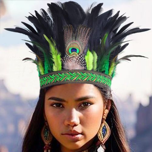 Kal-Serre-Tête En Plumes De Paon - Accessoire De Cheveux Pour Femme