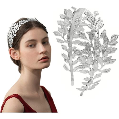 Kal-Couronne De Déesse, Bandeau De Feuille, Casque De Déesse, Bandeau De Mariage Argent, Utilisé Pour Les Bijoux De Mariée, Coiffe De Feuille (Argent)
