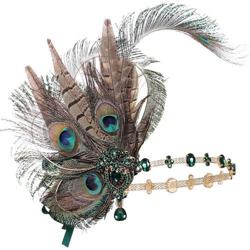 Kal-Bandeau Pour Femme En Plume De Paon Style Années 1920 - Gatsby - Accessoire De Cheveux