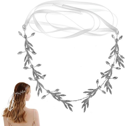 Kal-Decoration Cheveux Mariage Bandeau Fleur En Cristal Argenté De Serre Tête Fleur En Strass Bandeaux Étincelant Accessoires De Cheveu Décoratifs Pour Femmes X04924