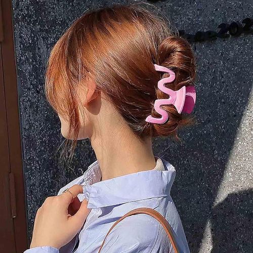 Kal-Grandes Pinces À Cheveux Pinces À Griffes Irrégulières Pinces À Cheveux Roses Pinces À Cheveux En Acrylique Pinces À Cheveux Ondulées Grandes Griffes De Cheveux Barrette Grande Pince À Cheveux