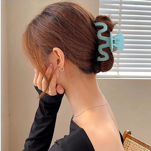 Kal-Grandes Pinces À Cheveux Pinces À Griffes Irrégulières Pinces Cheveux Vertes Pinces À Cheveux En Acrylique Pinces À Cheveux Ondulées Grandes Griffes De Cheveux Barrette Grande Pince À Cheveux