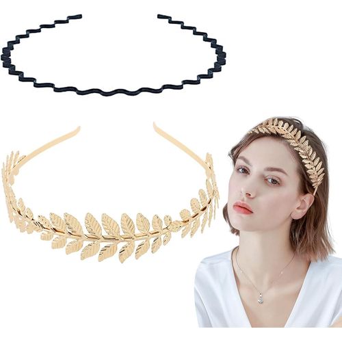 Kal-Déesse Serre-Tête, Bandeau Femme Or Coiffure Mariée, Déesse Grecque Bijoux De Cheveux En Métal Bandeau, Noir Vague Métal Bandeau Fille Accessoires De Cheveux