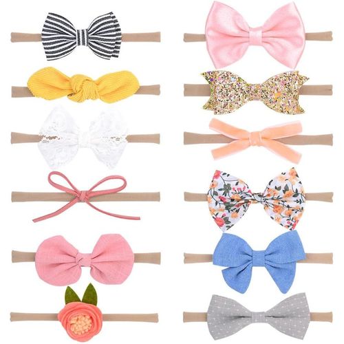 Kal-Bébé Bandeaux En Nylon Fleur Élastique Bande De Cheveux 12 Pcs Mignon Filles Coiffure Cheveux Arcs Headbands Doux Cheveu Accessoires Pour Nourrissons Nouveau-Né Bambin
