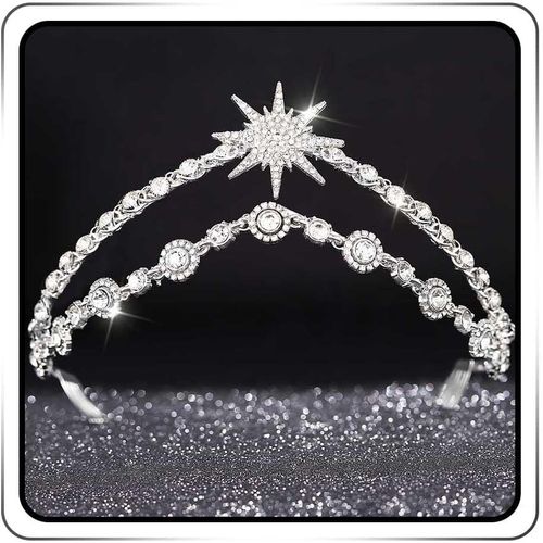 Kal-Bandeau De Mariée En Cristal Avec Étoile - Accessoire De Cheveux Pour Femme - Argenté