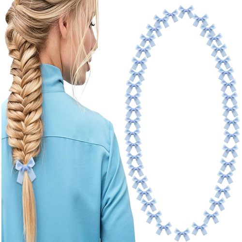 Kal-40pcs Pinces À Cheveux Crocodile Noeud Papillon Mini Barrettes Accessoire De Coiffure Pour Femmes Filles Anniversaire Fête Bleu