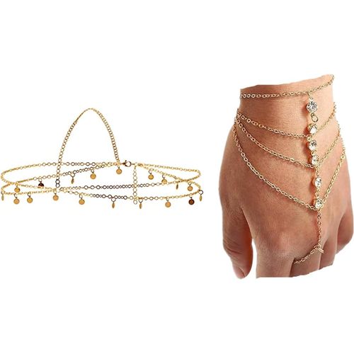 Kal-Lot De 2 Serre-Têtes À Paillettes Dorées Pour Festival, Halloween, Bal De Fin D'année, Bracelet, Accessoires Pour Cheveux, M, Alliage, Pas De Gemme