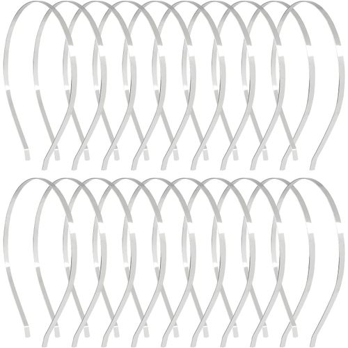 Kal-Lot De 20 Bandeaux Fins En Métal Dur Pour Femme - 5 Mm De Large - Argenté, Doré, Noir