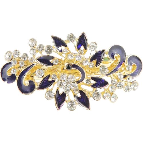 Kal-Barrette À Cheveux Pour Femme En Émail Et Strass Motif Vagues De Paon Violet