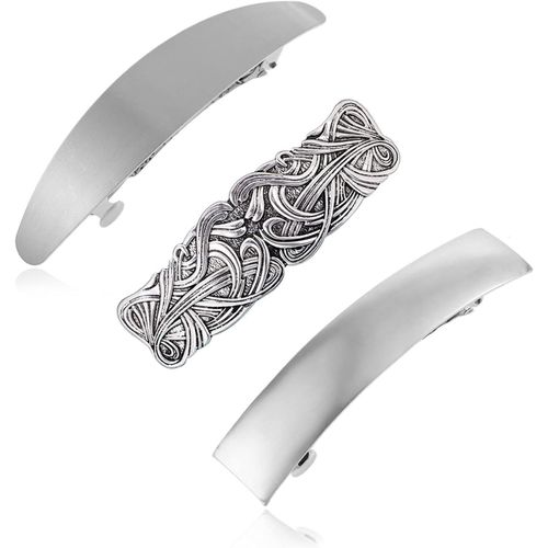 Kal-Lot De 3 Barrettes À Cheveux Longues Et Fines Faites À La Main En Métal De Style Français Pour Femmes Et Filles