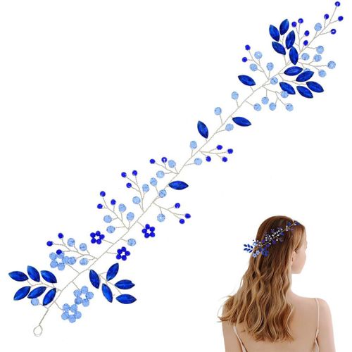 Kal-Accessoires Cheveux Mariage Serre Têtes À Strass Bandeaux En Cristal Bande De Cheveu Brillant Bandeau Pour Femmes Bleu Pour Lady Female Et Woman X04820