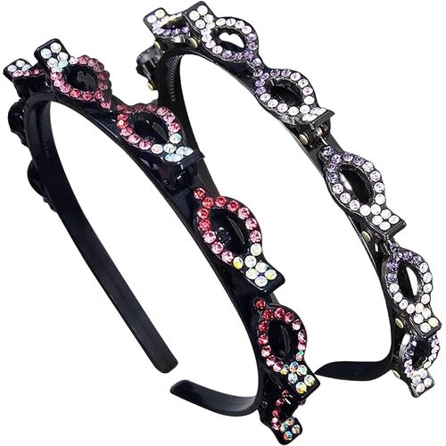 Kal-2 Pièces Strass Cheveux, Dégradé Violet Et Rose Serre-Tête Avec Pince En Strass, Cheveux Headband Brillant Accessoires Coiffures, Bandeau En Strass Pour Cheveux Femme, Fille Et Mariage