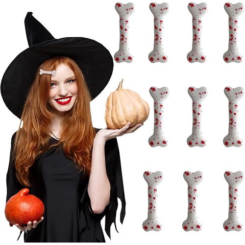 Kal-10pcs Halloween Pinces À Cheveux Os Épingle À Cheveu Barrettes Clips Accessoires Noël Cosplay Costumes Décoratif Pour Femmes Filles Blanc Rouge
