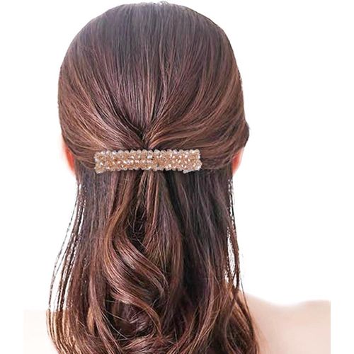 Kal-Barrette En Cristal Barrette De Mariage Strass Barrette Pour Queue De Cheval Latérale Anti-Dérapante Épingle À Cheveux Fixe Accessoires De Cheveux Cristal Or Étincelant Pour Femmes