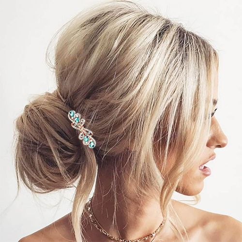 Kal-Pince À Cheveux En Cristal Avec Strass Accessoires Pour Cheveux De Mariée Gemmes Barrettes À Cheveux En Cristal Coiffures De Mariage Bijoux Morceau De Cheveux Or Pour Femmes Et Filles (Bleu)