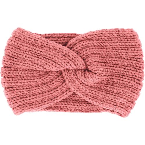 Kal-Bandeau En Tricot Pour Femme Avec N?ud Torsadé, Bandeau D'hiver Tricoté (Vieux Rose)