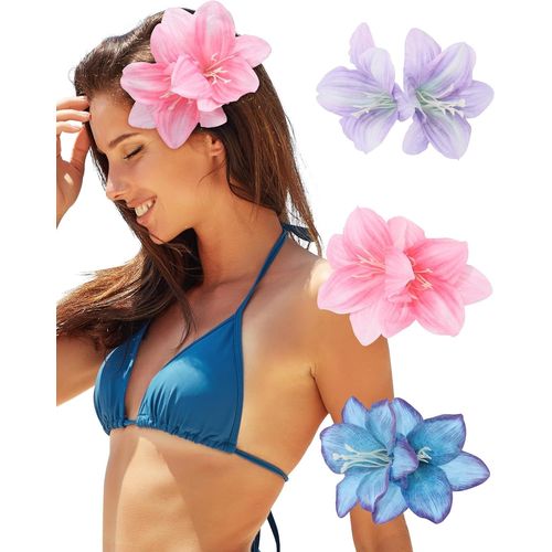 Kal-Lot De 3 Barrettes À Cheveux Hawaïennes Pour Femme, Avec Fleurs Artificielles, Pour Mariage, Plage, Fêtes, Vacances