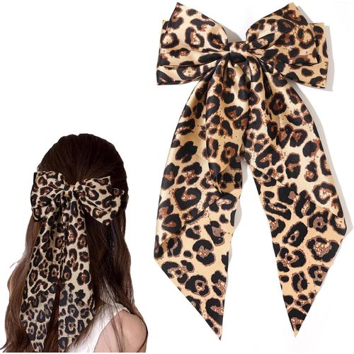 Kal-Lot De 1 Barrette À Cheveux En Forme De N?ud Pour Femme - En Satin - Léopard - Pour Femme Et Fille