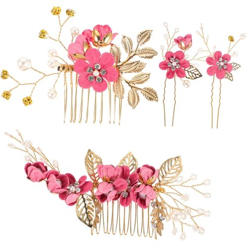 Kal-Ensemble De 8 Pièces De Coiffure De Mariée Bandeau En Strass Peigne Tendance Pour Mariage Ensemble De Peignes À Cheveux À Fleurs Accessoire De Mariée Pour Événements Spéciaux