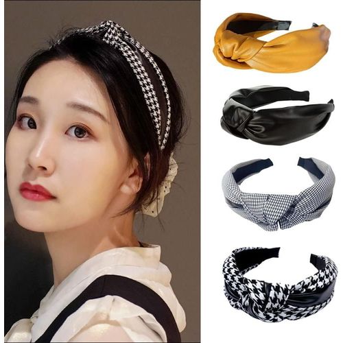 Kal-Bandeaux Pour Femmes Bandeau En Tissu Sans Glissement Bandeaux Pour Femmes Adultes Boho À Large N?ud Turban Cerceaux Élastiques Pour Cheveux Accessoires 4pcs (Apude)