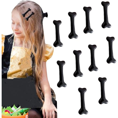Kal-10pcs Halloween Pinces À Cheveux Os Épingle À Cheveu Barrettes Clips Accessoires Noël Cosplay Costumes Décoratif Pour Femmes Filles Noir