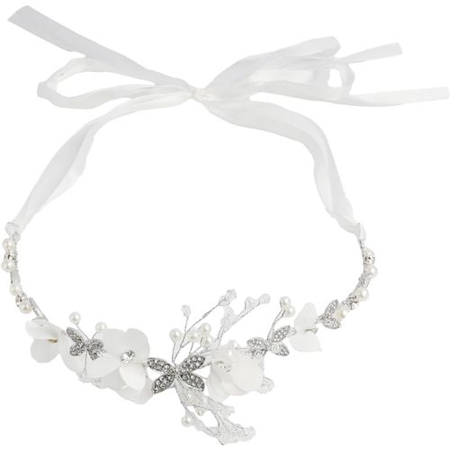 Kal-Accessoire De Cheveux De Mariage Pour Filles, Princesse Blanche Fleur Couvre-Chef Avec Perles Et Cristaux, Robe De Cheveux Élégante, Pour Mariage Et Première Communion, Sert Tete Femme Strass