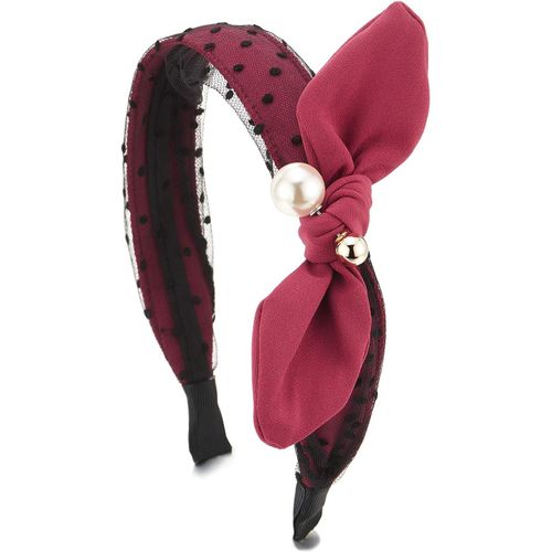 Kal-Hipster Boho Élégante Rouge Noeud Papillon Perle Cheveux Cerceau Bandeau Bande Cheveux Couronne Avec Pointillés Dentelle