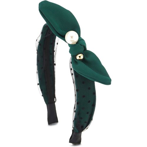 Kal-Hipster Boho Élégante Vert Noeud Papillon Perle Cheveux Cerceau Bandeau Bande Cheveux Couronne Avec Pointillés Dentelle