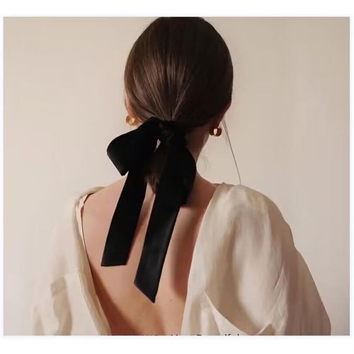 Kal-Pince À Cheveux Vintage En Satin Grand Noeud En Velours Pince À Cheveux En Satin Noir Barrette À Cheveux Long Noeud Papillon Pince À Cheveux En Velours Couvre-Chef Ruban D'hiver Accessoires