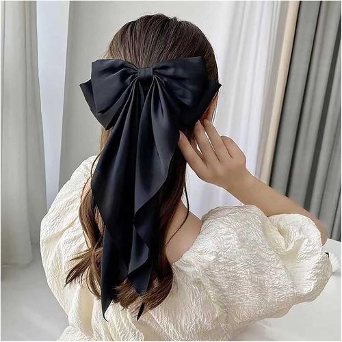Kal-Pince À Cheveux Vintage En Satin Grand Noeud En Velours Noeud En Satin Noir Barrette Noeud En Velours Coiffure Hiver Ruban Noeud Accessoires Pour Femmes Et Filles