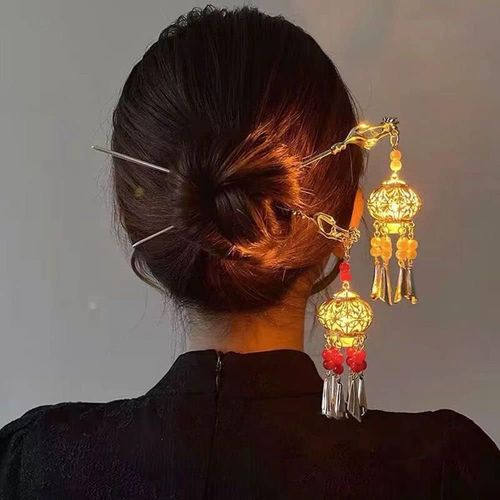 Kal-Pompon Épingle À Cheveux Chinoise Peigne À Cheveux Chinois Épingles À Cheveux Vintage Pompon Épingle À Cheveux Lanternes Épingle À Cheveux Baguettes Accessoires De Coiffure Pour Femmes 2 Pièces