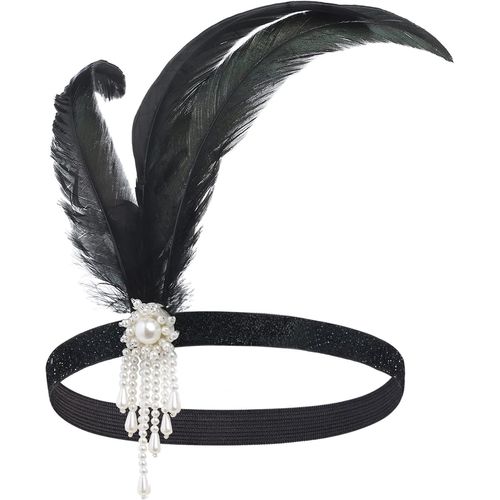 Kal-Bandeau Gatsby Cristal 1920s Plume Flapper Accessoires Charleston Vintage Blanc