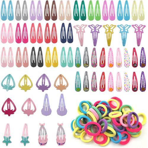 Kal-125 Pcs Pinces À Cheveux Pour Filles, Ensemble D'accessoires Pour Cheveux Pour Filles Avec Mignon Barettes Fruits Animal Coloré Et Élastiques Mini Chouchous Pour Bébés Enfants Filles
