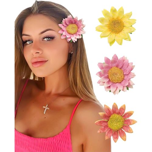 Kal-Lot De 3 Barrettes À Cheveux Hawaïennes Pour Femme, Avec Fleurs Artificielles, Pour Mariage, Plage, Fêtes, Vacances