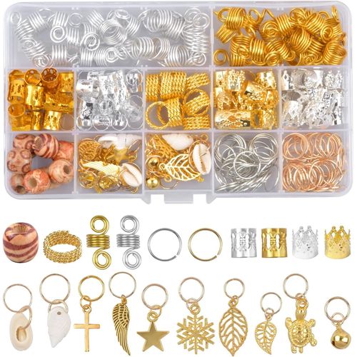 Kal-238 Pièces Bijoux De Spirales Pour Cheveux Tresse, Anneaux Cheveux Bague Dreadlocks Pendentifs Aluminium Dreadlock Pour Cheveux Tresses Manchette Perles De Cheveux Vikings Spiral Coils
