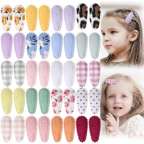 Kal-40 Pièces Barettes Cheveux Fille, 3.7cm Barrette Cheveux Fille, Bijoux Cheveux Bébé, Pince Cheveux Fille Enfant, Colorées Métal Snap Barette Accessoire Cheveux, 20 Couleurs
