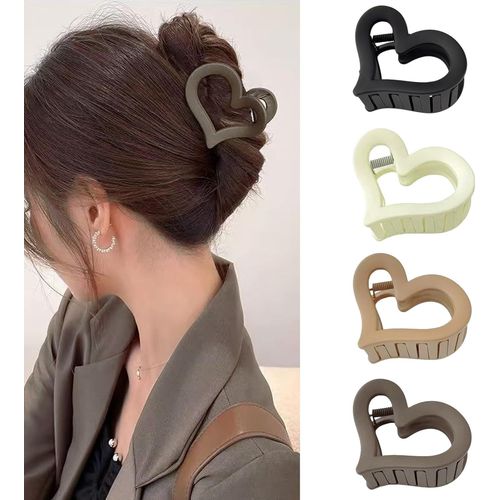 Kal-4 Pièces Accessoires Capillaires, Pinces À Cheveux C?ur, Pinces Moyennes, Barrettes, Pinces À Griffes Pour Cheveux Épais, Grande Pince Pour Bijoux De Cheveux