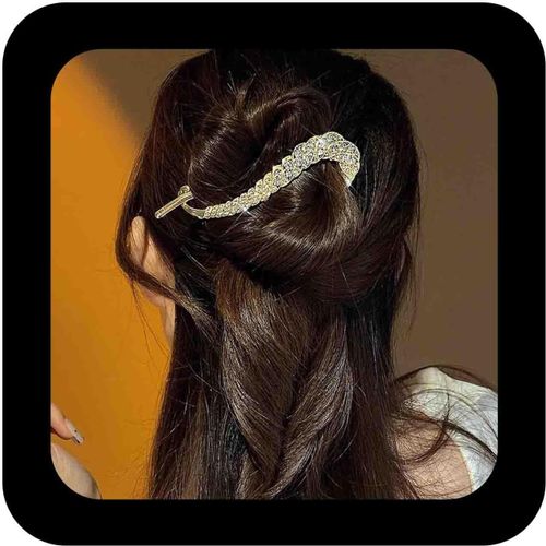 Kal-Pinces À Cheveux En Cristal Banane Pinces À Cheveux Or Cz Barrette Cheveux Style Français Barrette Cheveux Cz Épingle À Cheveux Accessoires Décoratifs Pour Cheveux Bijoux Pour Femmes(Or)