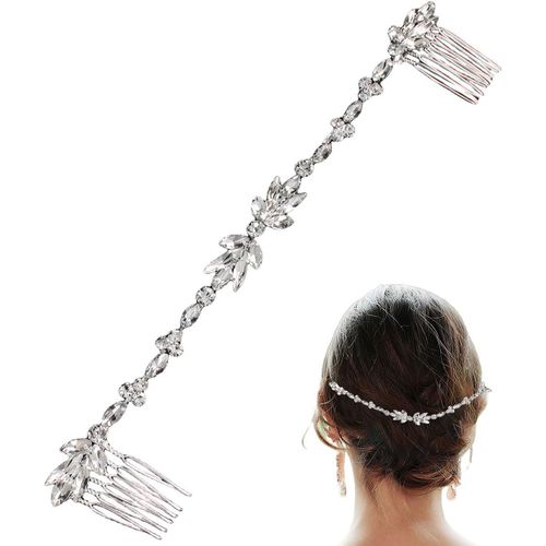 Kal-Headband Mariage Bridal Deco Cheveux Mariée Crystal Strass Headwear Accessoires De Cheveu Fête Anniversaire Pour Femmes Lady Female Et Woman Argent X04817