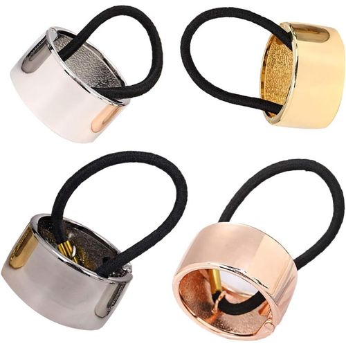 Kal-Titulaires De Queue De Cheval Élastiques À Cheveux En Métal Bande De Cheveux Élastique Barrette Minimaliste Ponytail Holder Cheveux Accessoires Pour Femme Filles 4 Pièces