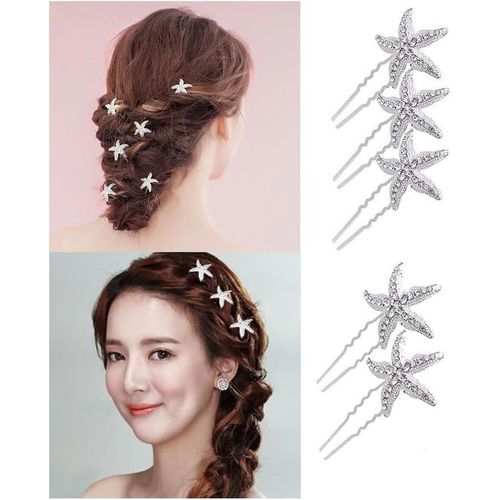 Kal-5 Pièces Epingles Cheveux Étoile De Mer Barrette Cheveux Mariage Pince Mariage Cheveux Femme, Pour Décoration Cheveux Mariage