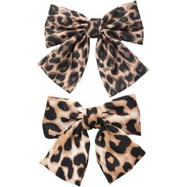 Kal-Lot De 2 N?uds À Cheveux En Satin Léopard - À Clipser - Motif Léopard - Avec Pinces À Compartiments - Accessoire Pour Cheveux - N?ud Papillon - Corset (1#+4#)