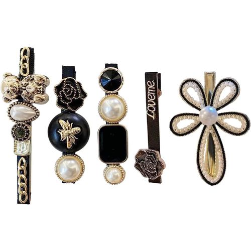 Kal-5 Pièces Barrette Cheveux Femme, Pinces À Cheveux Perle Accessoires Pour Filles Femmes Anniversaire, Noël, Saint-Valentin Cadeaux
